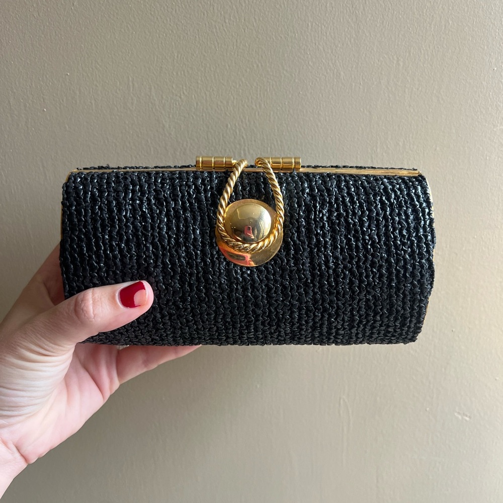 Elegant Black Clutch with Gold Accent